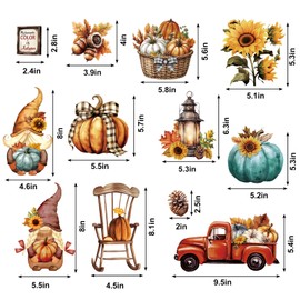 JarThenaAMCS 12 Pcs Fall Refrigerator Magnets Vintage Magnetic Stickers Watercolor Pumpkin Truck Magnet for Autumn Thanksgiving Car Metal Door Office Cabinets Decor
