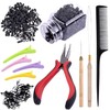 Duufin Hair Extensions Tools Kit 500 Pcs Black Micro Ring