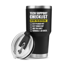 Panvola Tech Support Checklist Technical Support Gifts Computer Programmer Vacuum Insulated Tumbler Travel Mug (30 oz)
