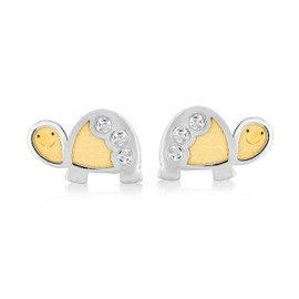 Carissima Gold Women's 9ct 2 Colour Gold Cubic Zirconia Tortoise Stud Earrings