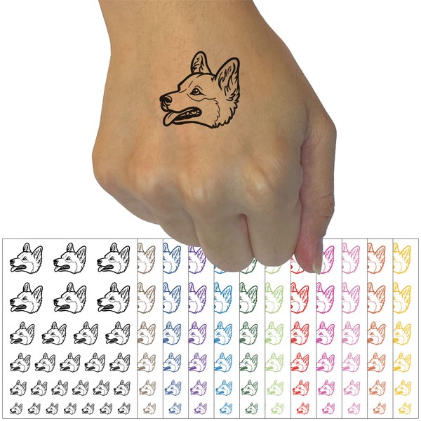 Pembroke Welsh Corgi Head Dog Temporary Tattoo Water Resistant Fake
