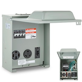 BOYISEN RV Electrical Panel, 50A 14-50R, 30A TT-30R & 20A GFCI 5-20R, 3 Individual Breakers, Weatherproof NEMA 3R Outdoor Temporary Power Outlet Panel for RV Marine Camping EV Charging