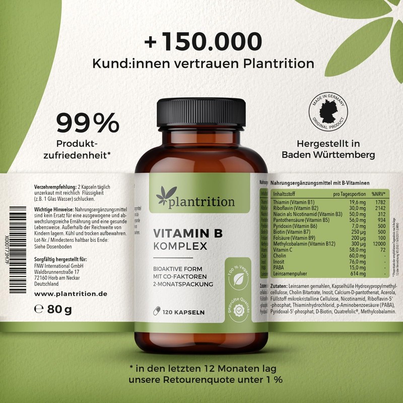 plantrition Vitamin B Complex High Dose Vegan - All Eight