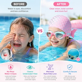 Kids Swimming Goggles for Pool Training – Anti-Fog Adjustable Fit for Swimming & Surfing