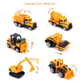JellyDog Construction Vehicles, Construction Trucks, Friction Powered Kids Dumper Truck,Bulldozers,Forklift,Tank Truck, Asphalt Car, Excavator Toy for Children Kids Boys and Girls, Set of 6