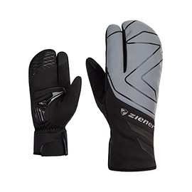 Ziener Dalyo Unisex Winter Cycling Gloves, Waterproof, Soft-Shell, Padded, Black, Metallic Silver, 7