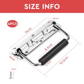 Supaway Pack of 4 Spring Folding Handles, 304 Stainless Steel Handle, 140 mm, Carry Handle with Spring, Spring-Loaded Box Handle, Wooden Box Handle, Stainless Steel Chest Handle, Built-in Handle for