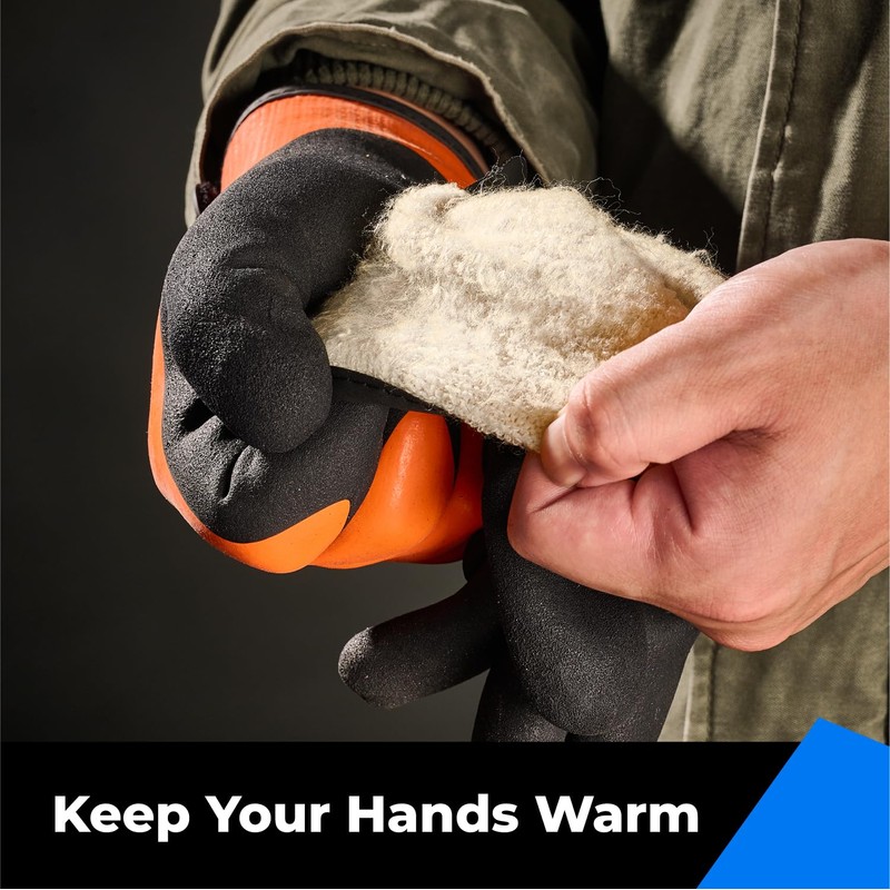 100% Waterproof Work Gloves for Men and Women, 3 Pairs,