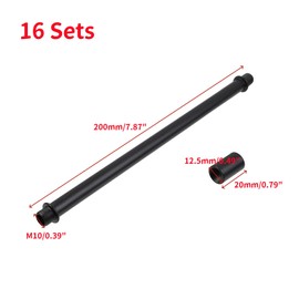 Oedema 16 Sets M10 Iron Lamp Rod Straight Pipe Lamp Kit with Connector Nuts Chandelier Extension Rods for Pendant Light, Lamp Replacement Parts, 200mm/7.87" Length