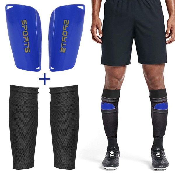 Dokpav Football Shin Guard Socks + Shin Pads Sleeves Double