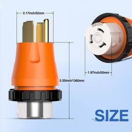 Nilight 50 Amp to 50Amp RV Power Adapter 125/250 Volt Twist Locking Connector 14-50P to SS2-50R 50A Male Plug to 50A Female Receptacle for RVs Generator Camper Caravan Shore Power Converter