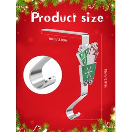 EBANKU 4Pieces Stocking Holder Set Christmas Train Stocking Hanger for Mantel Shiny Silver Metal Christmas Stocking Holder for Fireplace Mantle Holder for Mantle with Hook