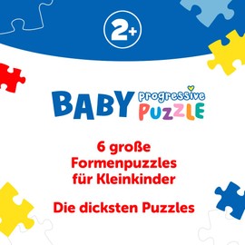 Trefl 44000 Baby Progressive Animal Shape Puzzles, from 2 to 6, Thickest Cardboard, Large Pieces, Friendly Puzzle Shape for Children from 2 Years, Primo, Farm