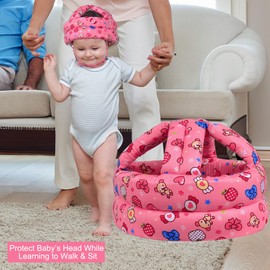 Baby Safety Helmet, Infant Baby Head Protector Head Cushion Bumper Bonnet, Soft Headguard for Toddler Learning to Walk, Pink Candy Style