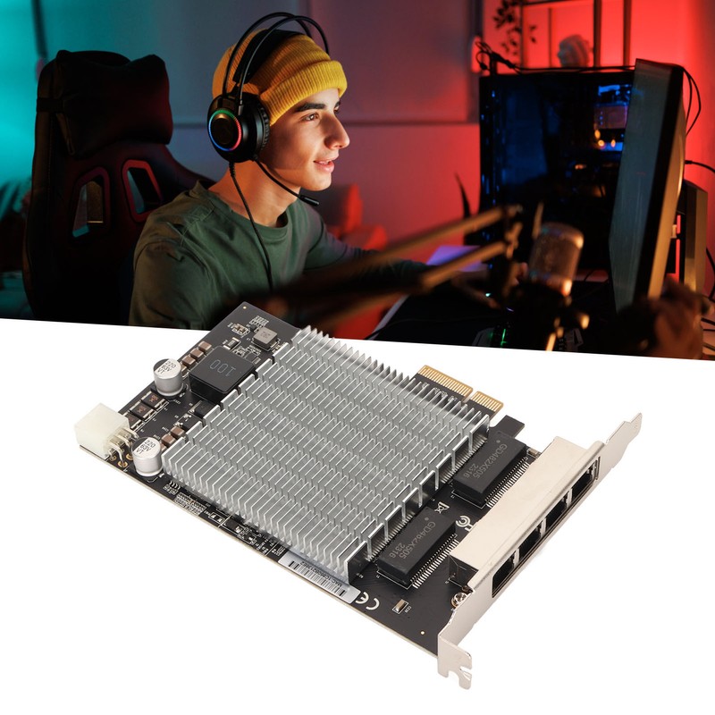 PoE Network Card 4 RJ45 Ports PCIe Slot 2.5G 30W
