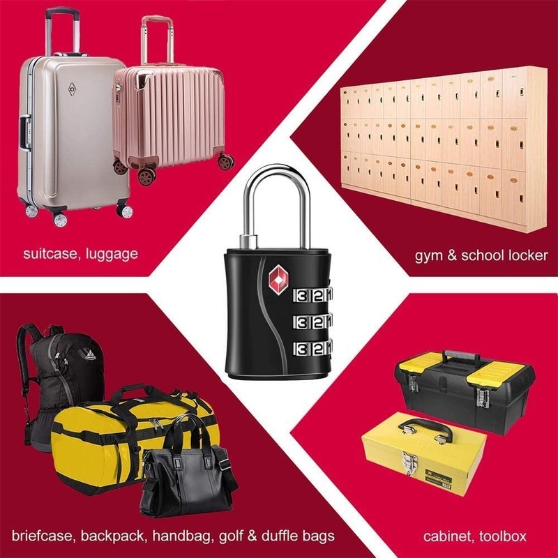 ZHEGE TSA Approved Locks, Luggage Locks, 3 Dial TSA Lock
