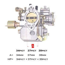 37 Pict-3 Carburetor For VW Beetles Super Beetles 1971-1979 Dual Port 1600cc Air Cooled Type 12V Engine Electric Choke Volkswagen Bug Bus Thing Karmann Ghia Sedan Kombi, SOLEX 37MM 113129031K