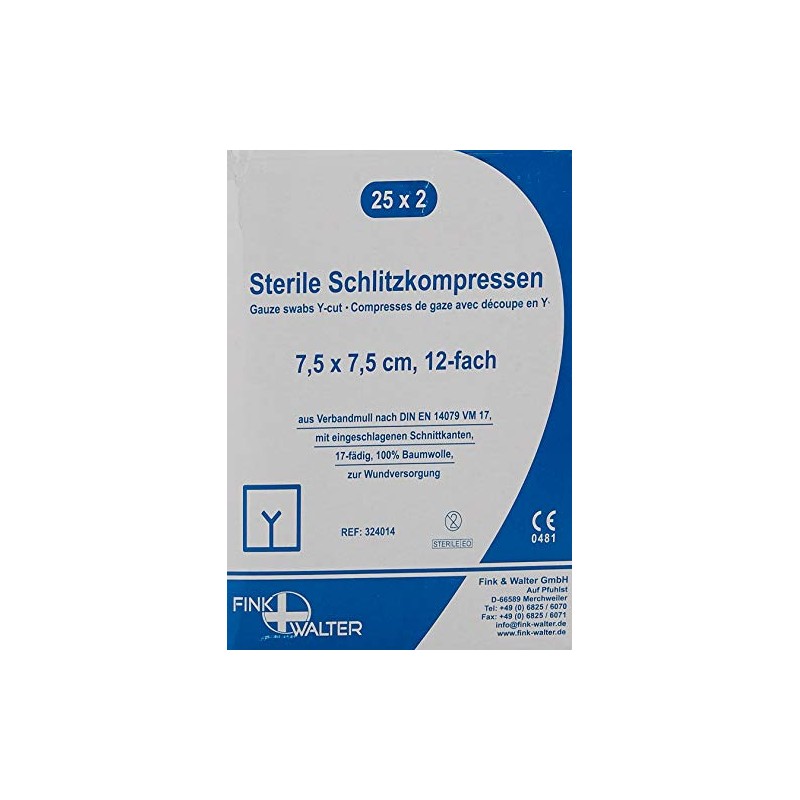 Slotted Compresses 7.5 x 7.5 cm Sterile 12 Pack of