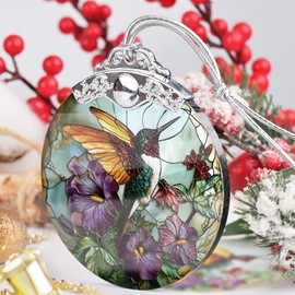Hummingbird Christmas Ornament, Stained Glass Hanging Ornament, Christmas Tree Ornaments, Christmas Decoration, Holiday Ornament, Hummingbird Home Decor, Gift Exchange, Gift Idea