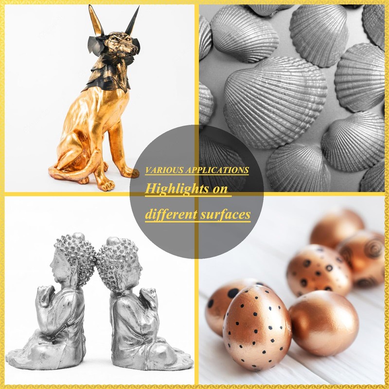 Wadities Acrylic Paint Metallic, 3pcs 13.5oz(375g) Gold & Silver &