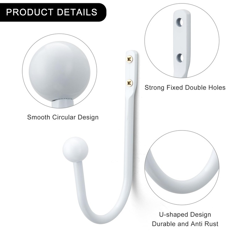 Curtain Holdback, 2 Pcs Wall Mounted Drapery Tiebacks with Screws,