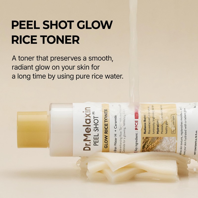 Dr.Melaxin Peel Shot Glow Rice Toner 200ml hydrated Skin Cleansing