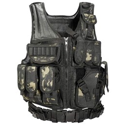 YAKEDA Tactical Outdoor CS Game Vest Adjustable Fit Adult (Black CP)