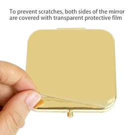 PDOZV Small Compact Mirror, Gold Square 2.8”×2.8” Metal Frame Smooth Style Double Sided Mini Magnifying 1X/2X Mirror for Purse Can be Used as Gifts for Woman (Gd01)