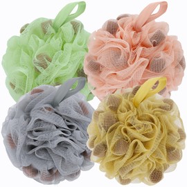 BCKENEY Bath Loofah Shower Sponge Body Back Scrubber Soft Mesh Shower Puffs Exfoliating Loofa for Women & Men Bath Accessories Cleaning Tool (Luxury, 4Pcs 60G Shower Puffs)