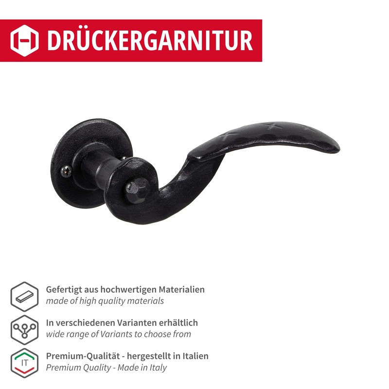 GedoTec Livigno Door Handle Wrought Iron 1 Set - Door