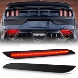 Gempro Rear Bumper Reflector Lights for Ford Mustang 2015-2017 Led Red Brake Tail Lamps Smoked Len, 2PCS
