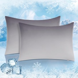 Luxear Cooling Pillow Cases, 2 Pack King Size Arc-Chill Q-max > 0.5 Gradient Cool Pillowcases for Hair Skin,Breathable Silky Cooling Summer Pillow Cover for Hot Sleepers & Night Sweats- Gradient Gray