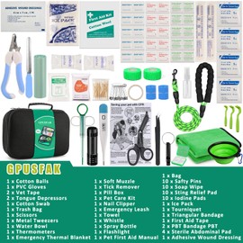 GPUSFAK Pet First Aid Kit for Dogs - Pet Emergency Kit for Camping Hiking Traveling Hunting and Sports (Green)