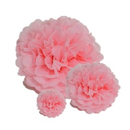 Premium [Pack of 10] Large Tissue Paper Pom Poms (Pastel Pink 10")