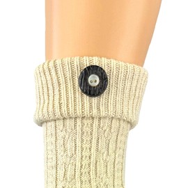 BF Souvenirs Fashionable women's and men's traditional socks in modern country house style with stag horn button beige - hand-linked seam - Oktoberfest folk festival wedding hiking dirndl leather