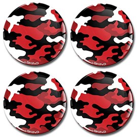Biomar Labs 4 x 55mm 3D Domed Car Wheel Centre Rims Hub Red Military Camouflage Stickers Decals For Caps Vehicle Auto Tuning Emblem A 1255 Z*