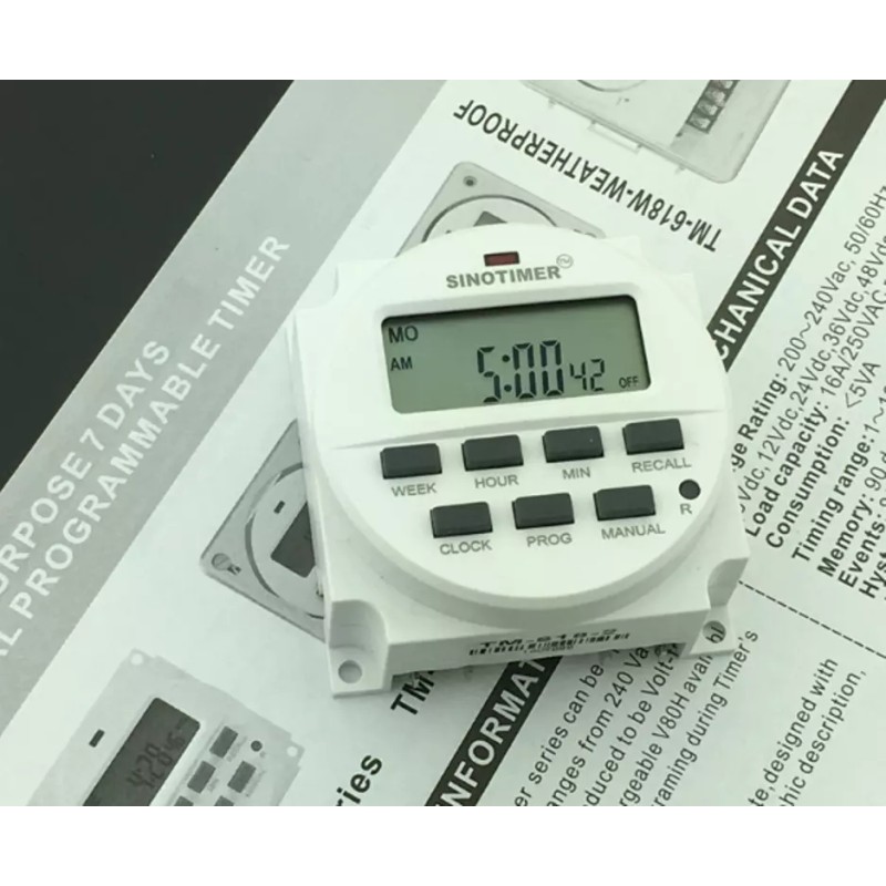 SINOTIMER 12V DC SINOTIMER DISPLAY TM618H-4 LCD Digital Timer Programmable