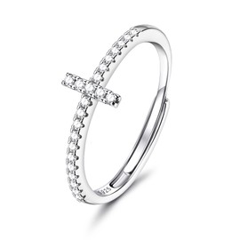 MILACOLATO 925 Sterling Silver Ring for Women Adjustable Infinity Cross Bow Knot Rings Engagement Rings Promise Ring Eternity Wedding Ring Silver Thumb Rings for Women Jewellery Gifts Cross