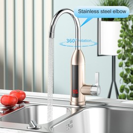 Grifo de Calentador de Agua Instantáneo, Grifo de Calentador de Agua Eléctrico sin Tanque de 3000 W, Grifo de Agua de Grifo de Calentamiento Rápido de Baño de Cocina Giratorio(Enchufe de EE. UU. 110V)