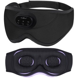MUSICOZY 3D Bluetooth Sleep Mask with Headphones and Timer, Wireless Sleep Headphones for Side Sleepers, Eye Mask with Bluetooth Headphone, Black