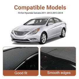 LoloWheat Black line Leather Dashboard Dash Cover Pretector Mat Fit for Hyundai Sonata 2011 2012 2013 2014