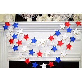 Paper Garland Red White Blue Patriotic Stars garland, 4th July Decor, Patriotic garland, Stars garland, Patriotic decorations