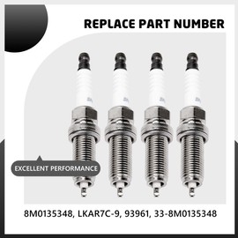 OTINUBEE 8M0135348 4pcs Iridium Spark Plugs Fit for Mercury Outboard Motor 175 HP Through 300 HP 450R V6 V8 4-Stroke Outboards, OEM#LKAR7C-9 93961 33-8M0135348