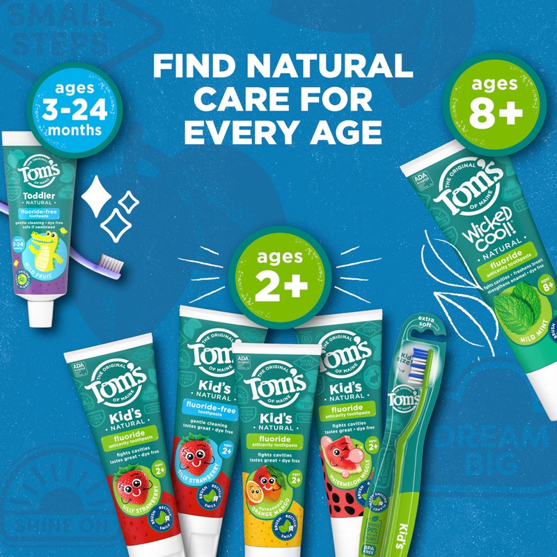 Tom's of Maine Natural Kid's Fluoride Free Toothpaste, Ages 2+,