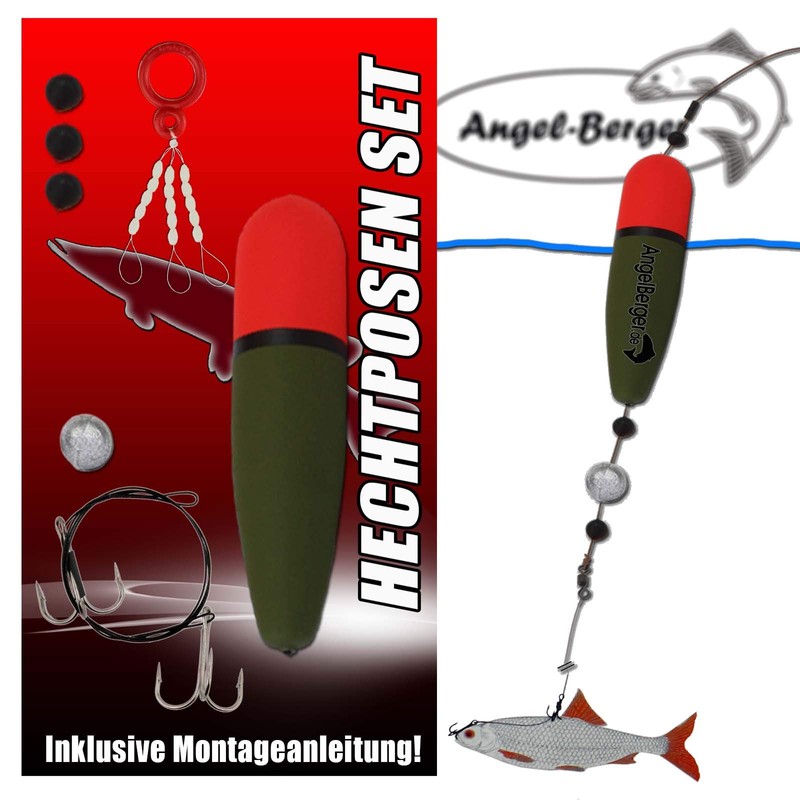 Angel-Berger Steck Fishing Set Rod Reel with Accessories (Pike Fishing