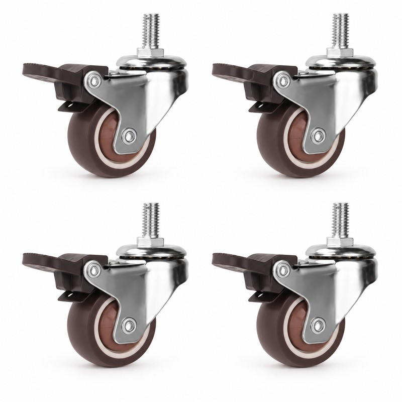 4-Piece Furniture Caster Wheels – 360° Swivel Soft Rubber Casters