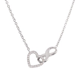 LuckyLy Collar para Mujer con Dije de Corazón e Infinito con Zirconia Cúbica, Cadena de Acero Inoxidable Mujer Color Plata – Regalos para Mujer Navidad, Regalos para Novia, Modelo Nia