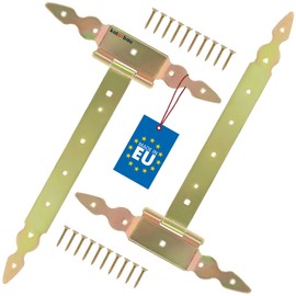 KOTARBAU® Pack of 2 T Hinges Gold Length 350 mm Cross Hinges Galvanised Steel Garden Gate Hinge Door Hinge Wooden Door Shutter Hinge Heavy Duty Door Hinges Fittings Garden Gate Hinges