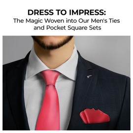 Man of Men Ties, Pocket Square Sets, Neckties, Corbatas Para Hombres for Men - Raspberry