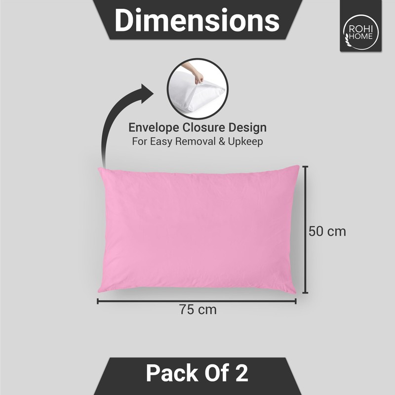 Rohi Polycotton Pillowcases 2 Pack - Easy Iron Bed Pillow